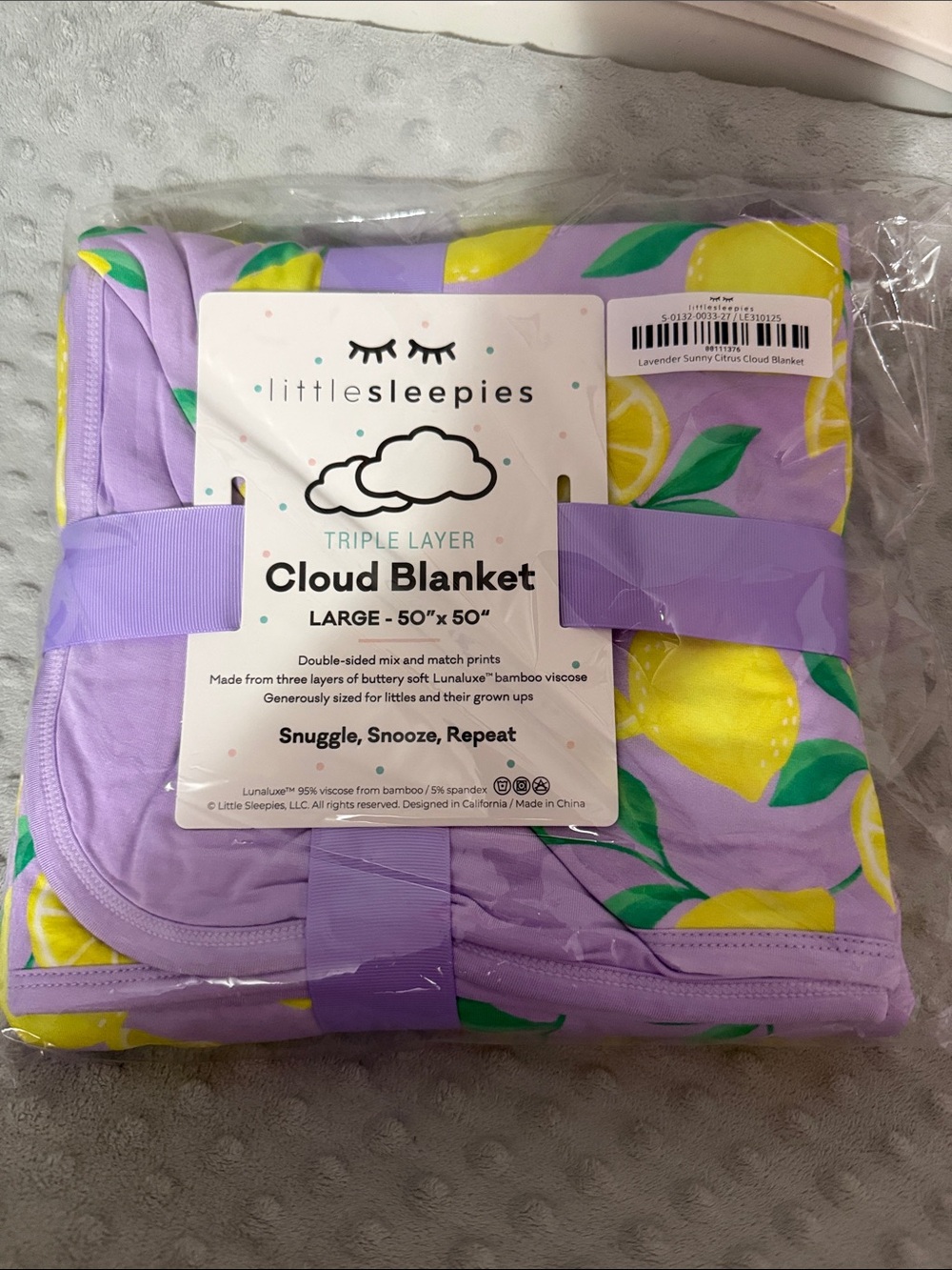 Little Sleepies Lavender Lemon Cloud Blanket - Large
